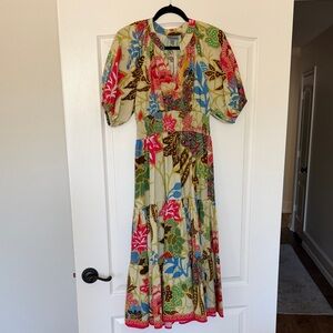 Anthropologie Vibrant Floral Midi Dress